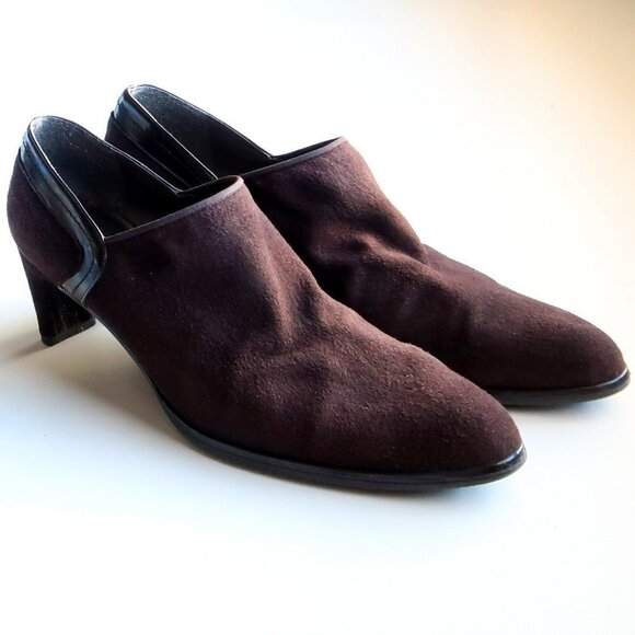 Stuart Weitzman Brown Suede Leather Pointy Almond Toe Heeled Ankle Boots Booties - Picture 15 of 16